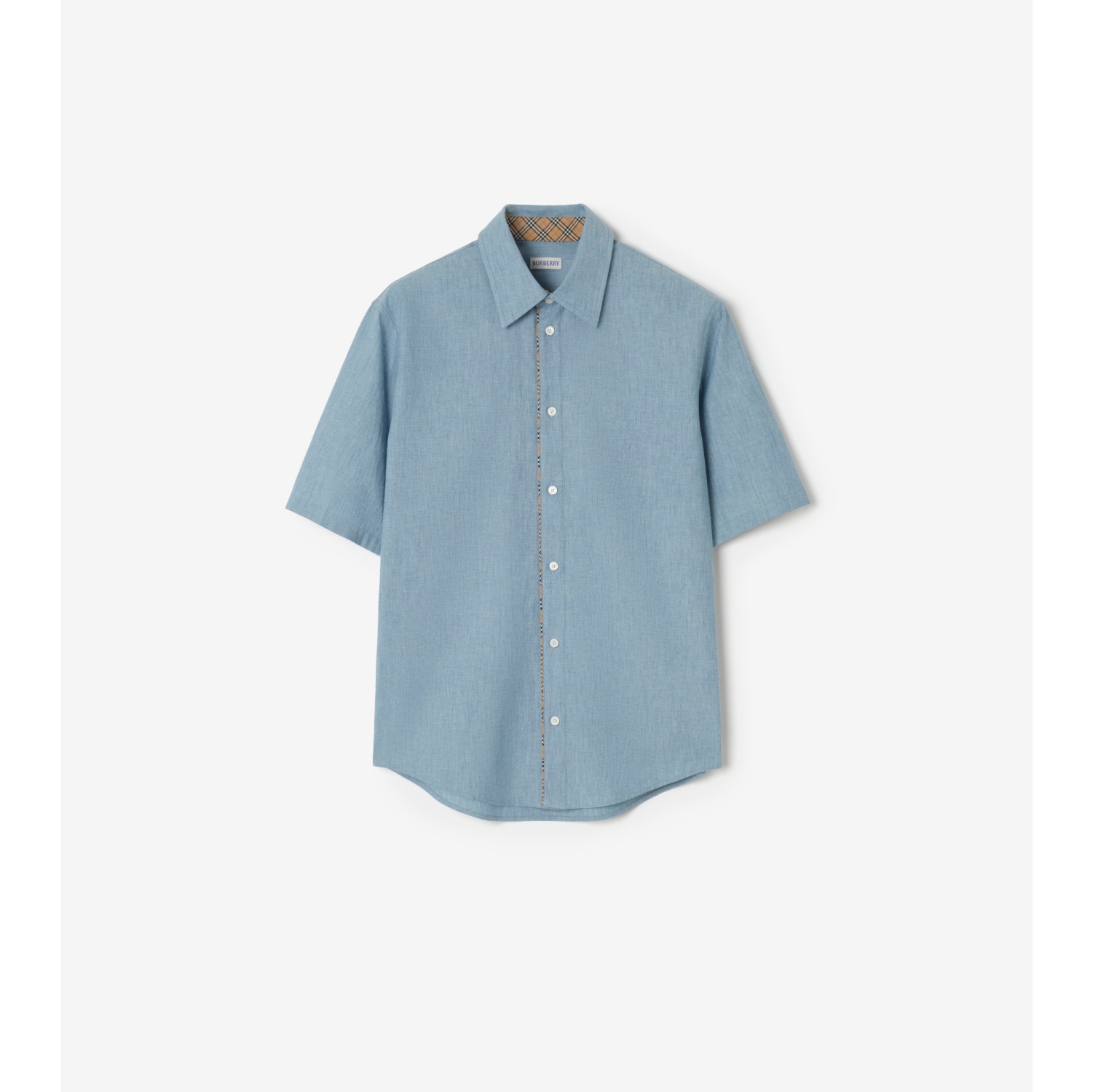 Classic Fit Check Piping Chambray Shirt