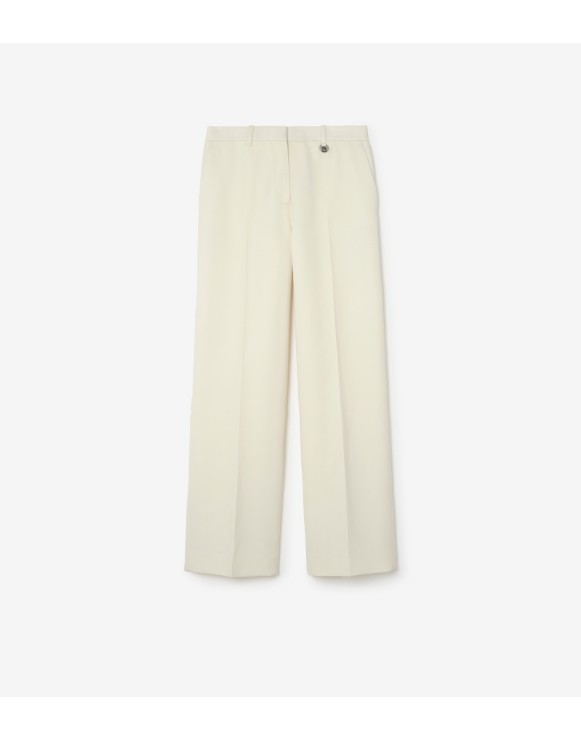 Pinstriped Wool Tailored Trousers