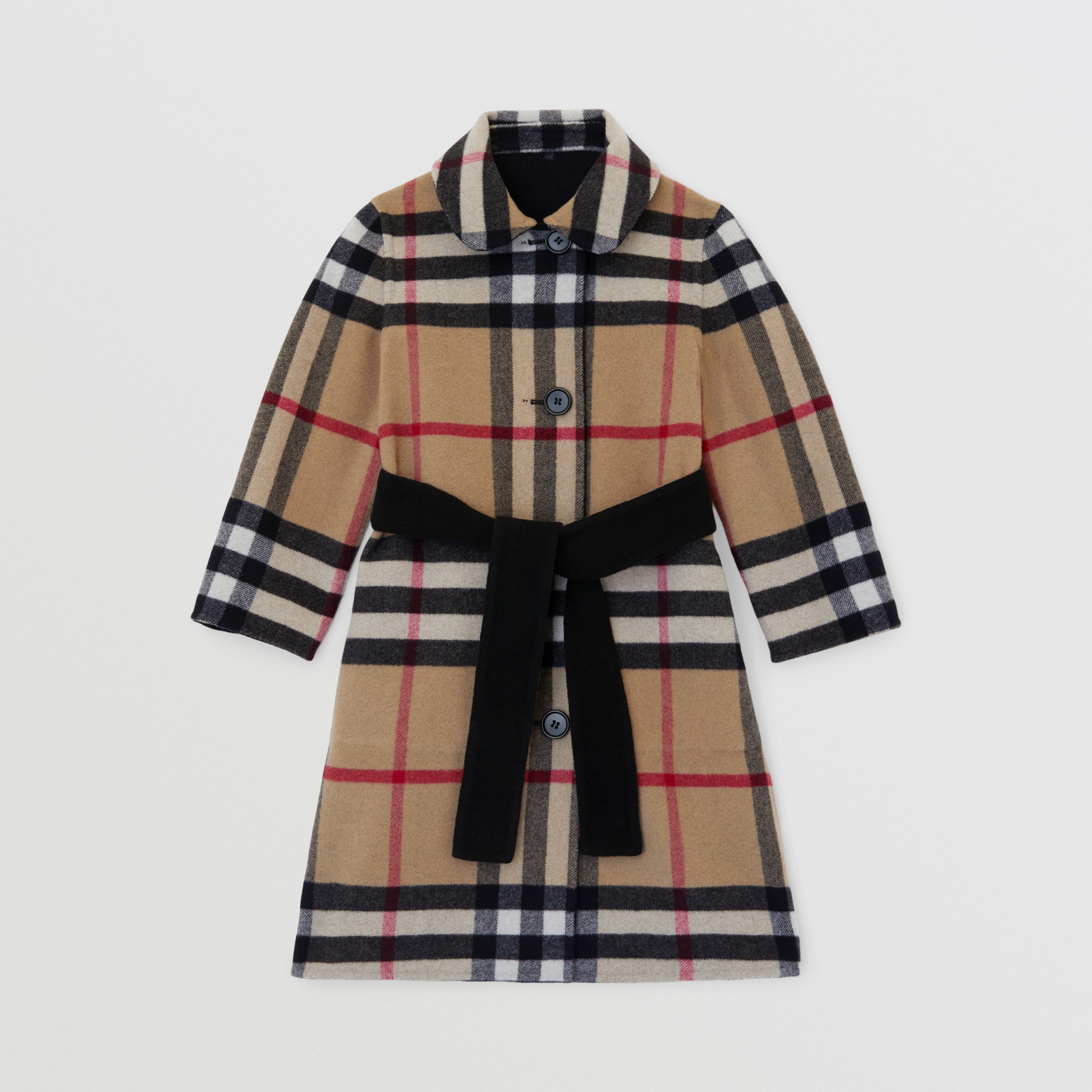 Reversible Check Wool Belted Coat in Archive Beige | Burberry® Official - 4