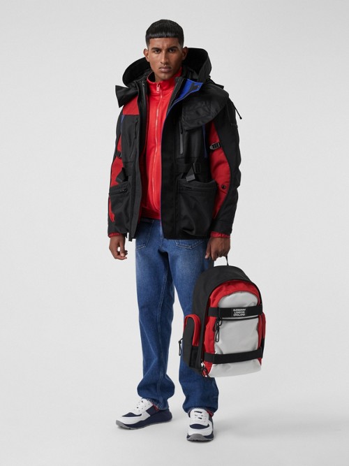 BURBERRY Logo Appliqué Jersey and Neoprene Track Top
