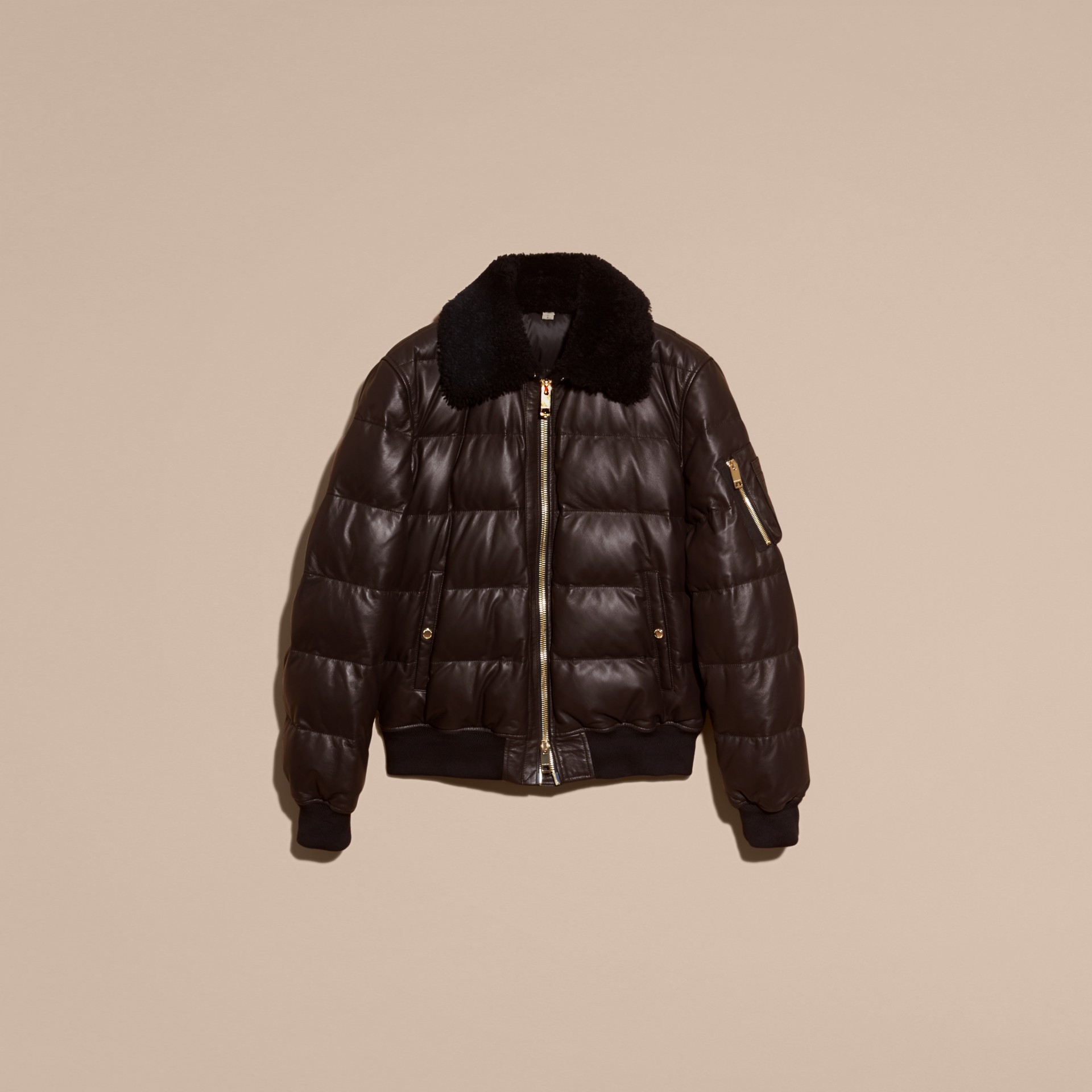 Down-filled Lambskin Bomber Jacket with Shearling Collar | Burberry