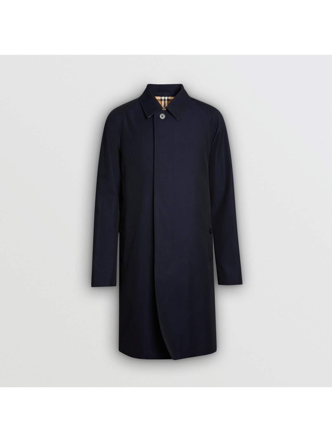 Mid length Lightweight Camden Car Coat in Blue carbon Men Cotton Gabardine Burberry Official