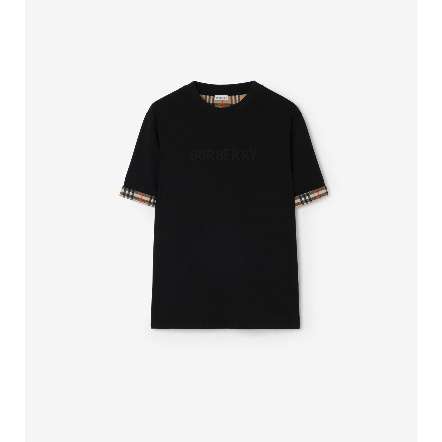 Check Trim Cotton T-shirt