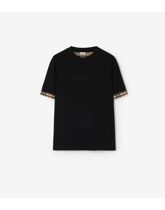 Check Trim Cotton T-shirt