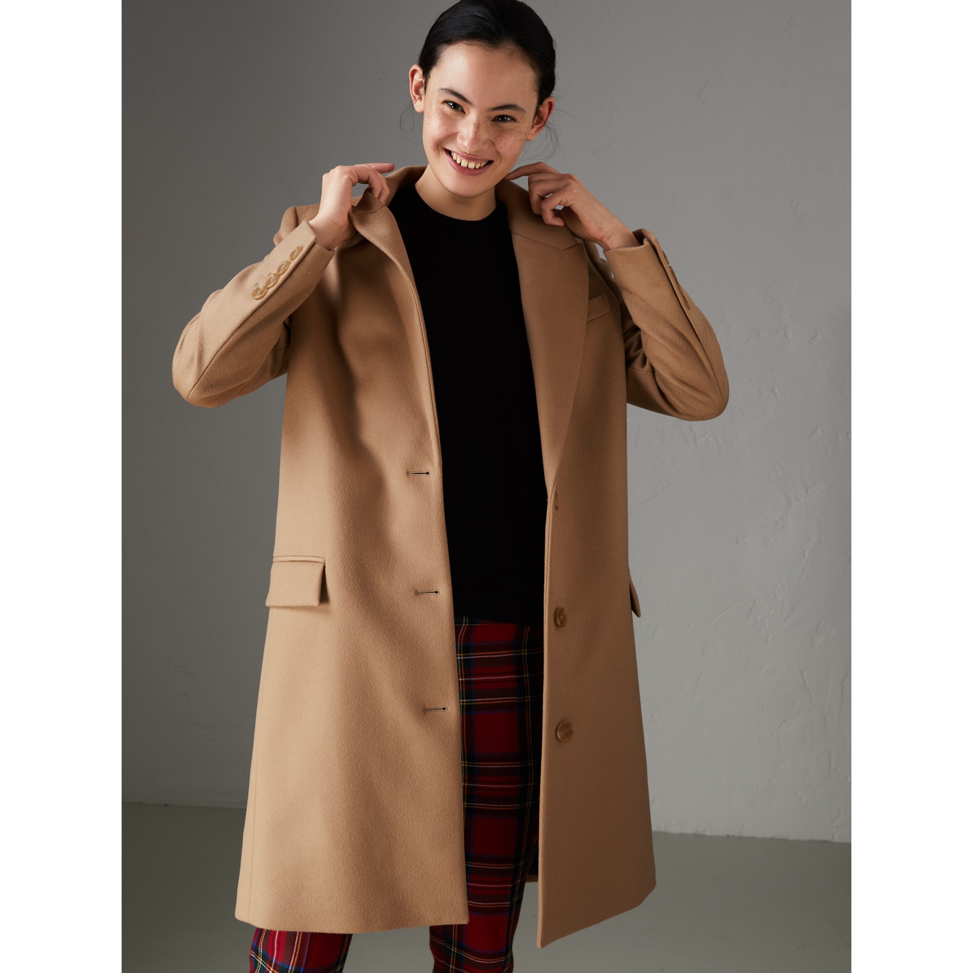 Wool Cashmere Tailored Coat in Camel Women Burberry United Kingdom