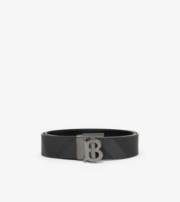 Burberry monogram-plaque reversible leather belt - Black