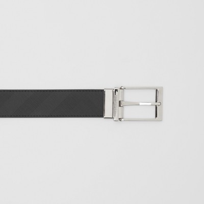 reversible london check and leather belt