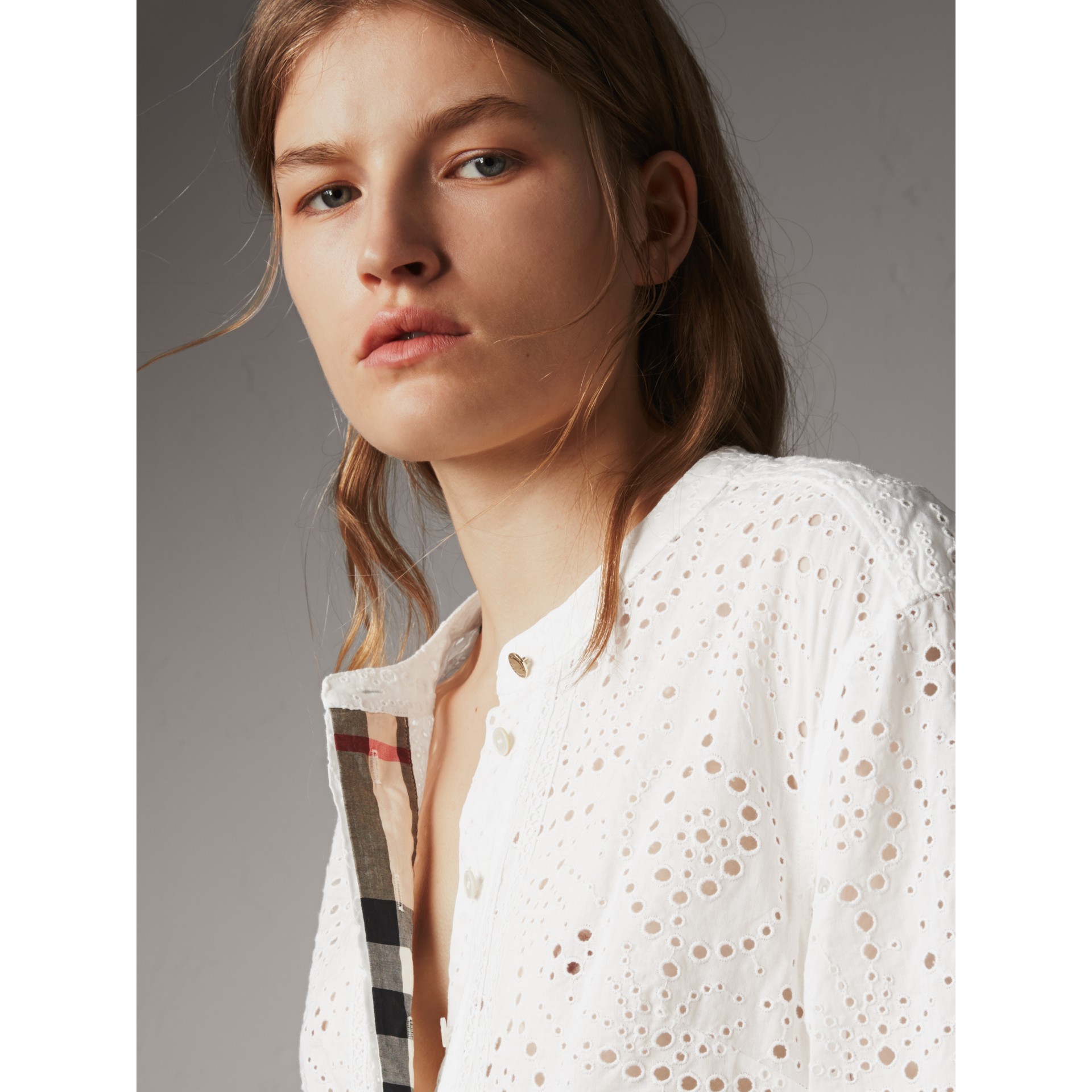 white broderie anglaise shirt dress