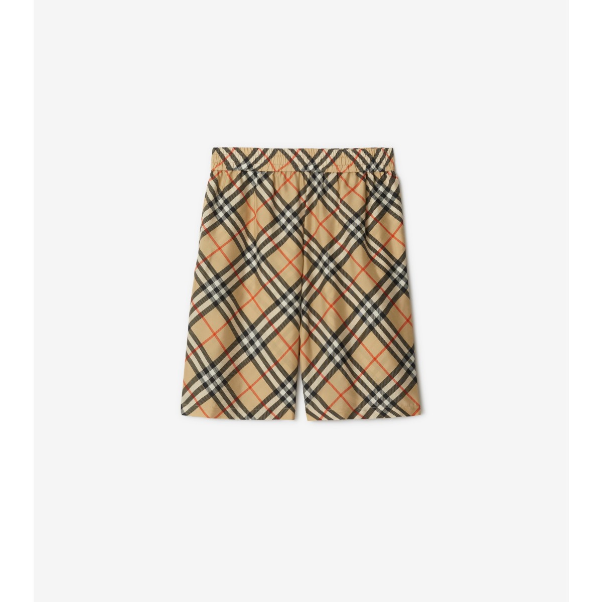 Shop Burberry Check Silk Shorts In Sand