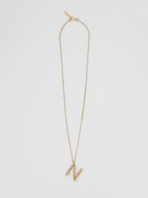 Burberry ‘n' Alphabet Charm Gold-plated Necklace In Light Gold