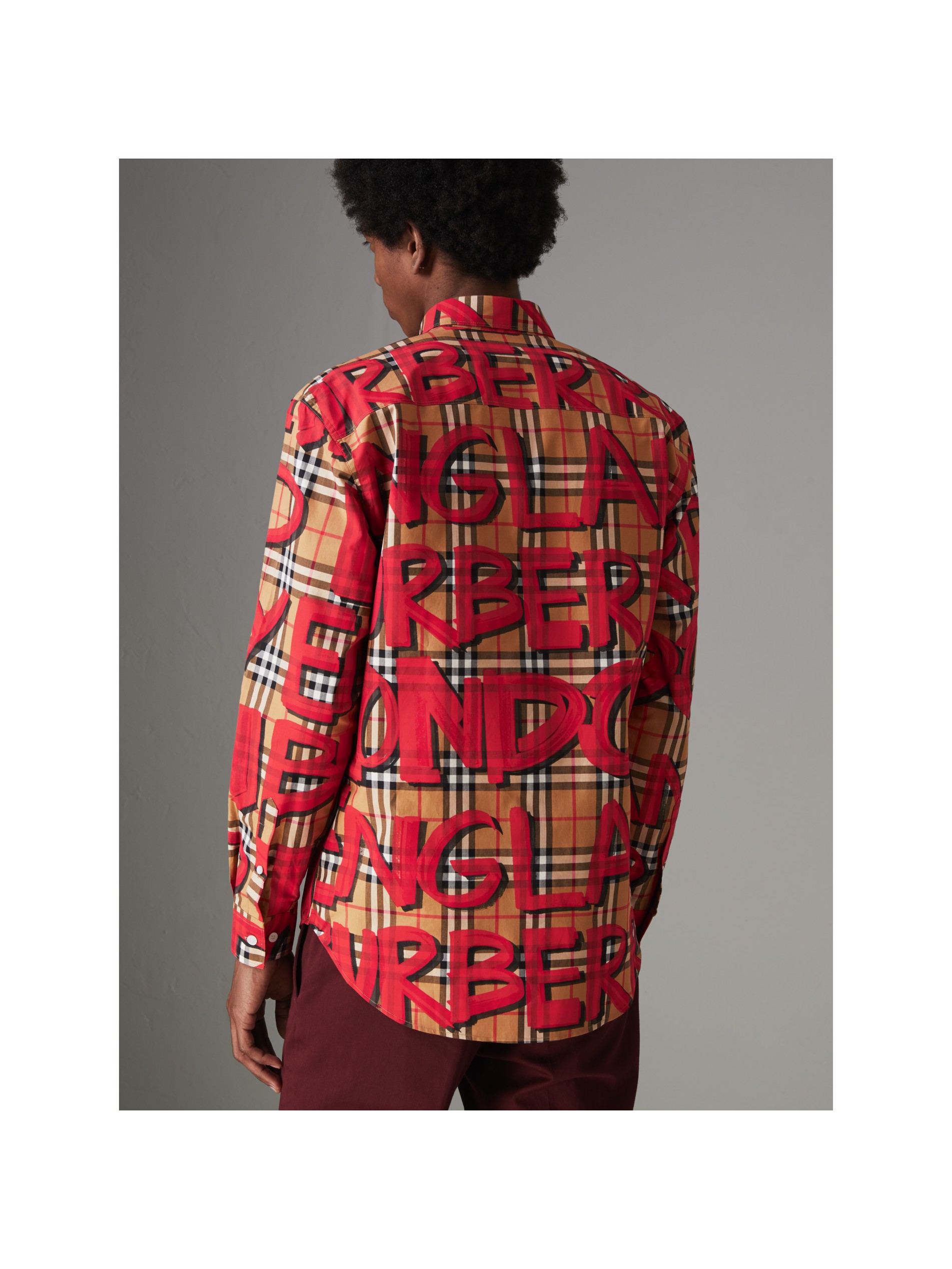 亮红色 涂鸦印花 vintage 格纹衬衫 产品图片21