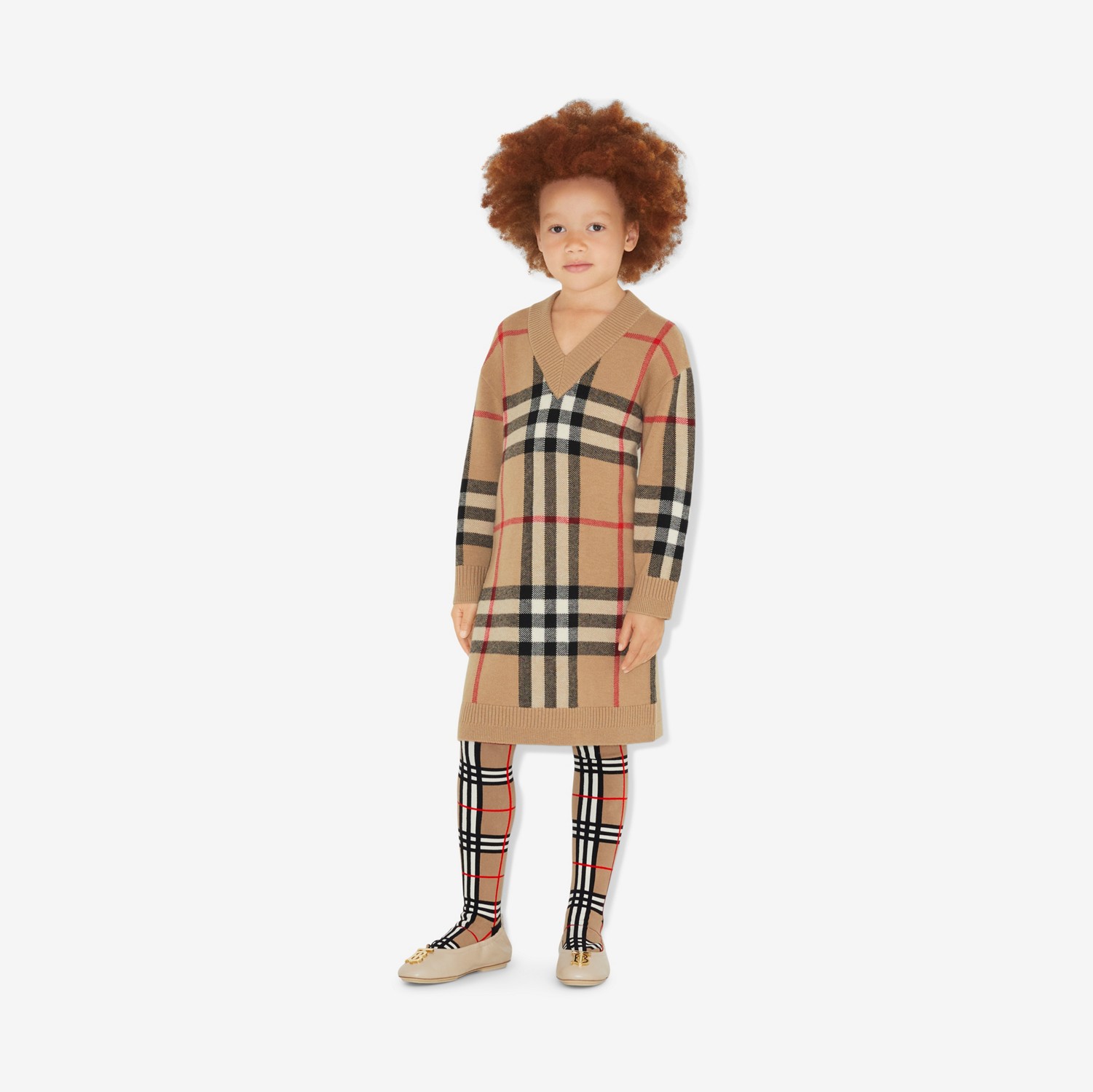 格纹羊毛羊绒混纺针织裙 (典藏米色) | Burberry® 博柏利官网