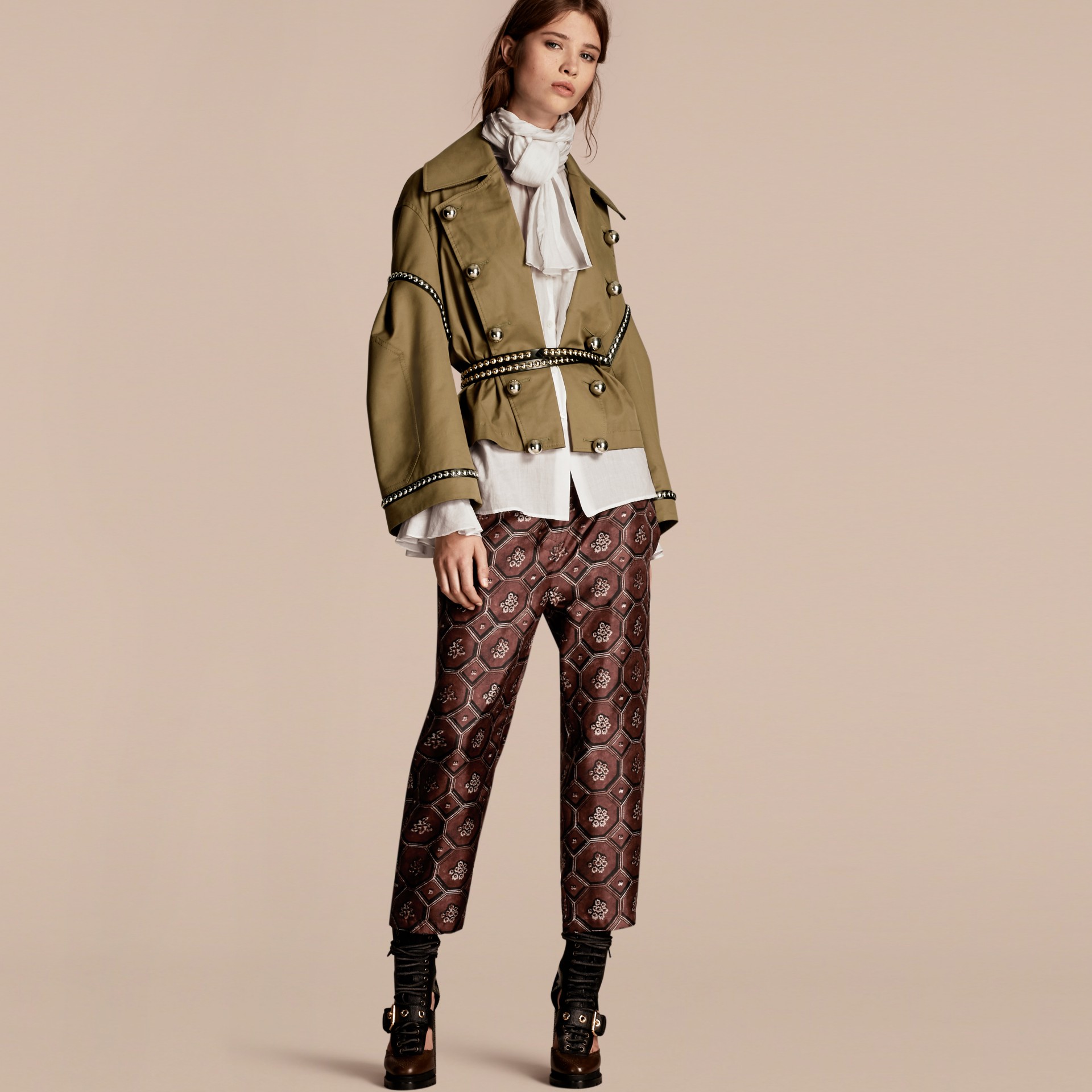 Stretch Cotton Military Jacket in Sage - Women | Burberry United States