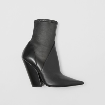 Panelled Lambskin Ankle Boots in Black 