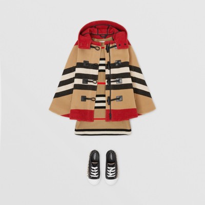 burberry icon stripe wool cape