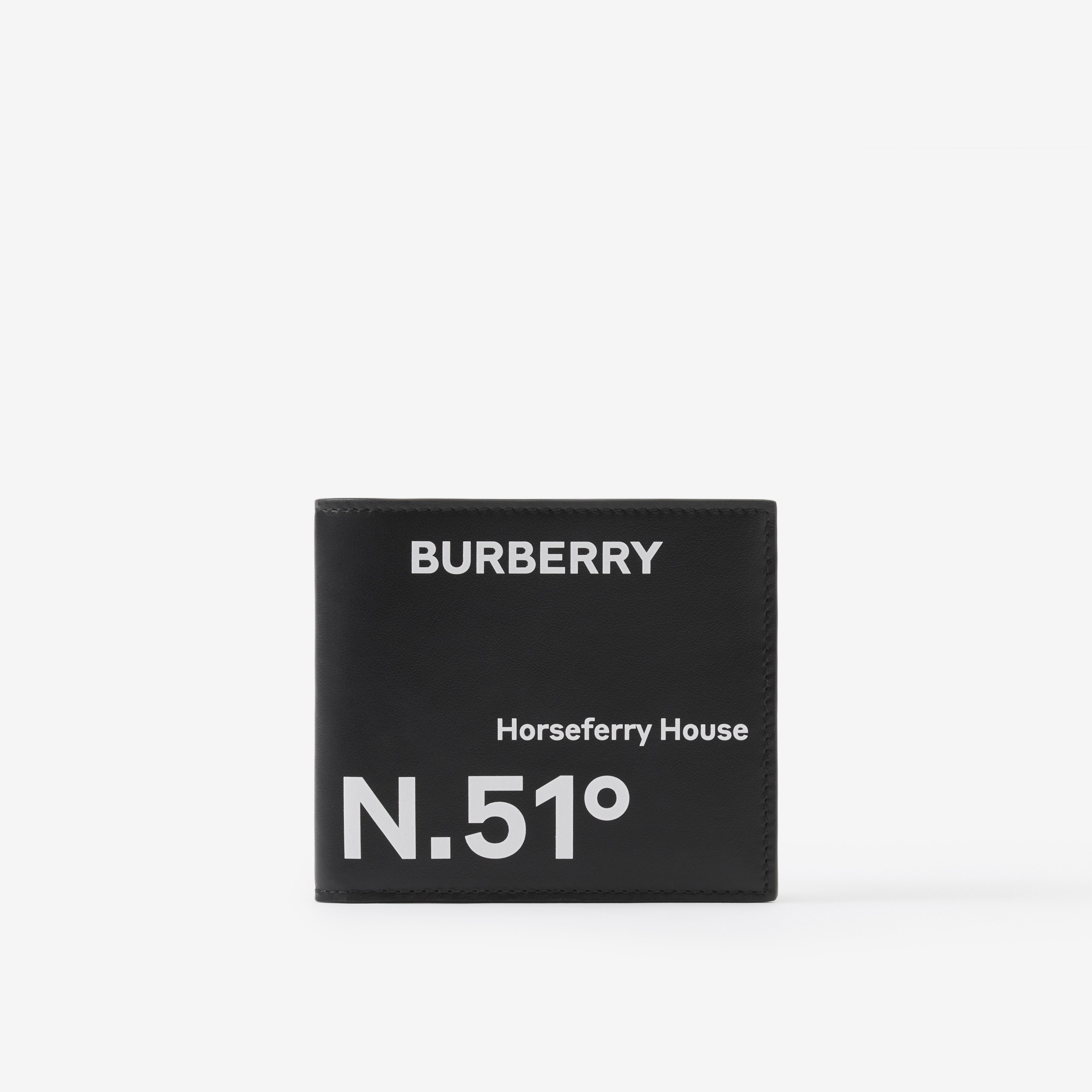Coordinates Print​ Leather Bifold Wallet in Black - Men | Burberry® Official - 1