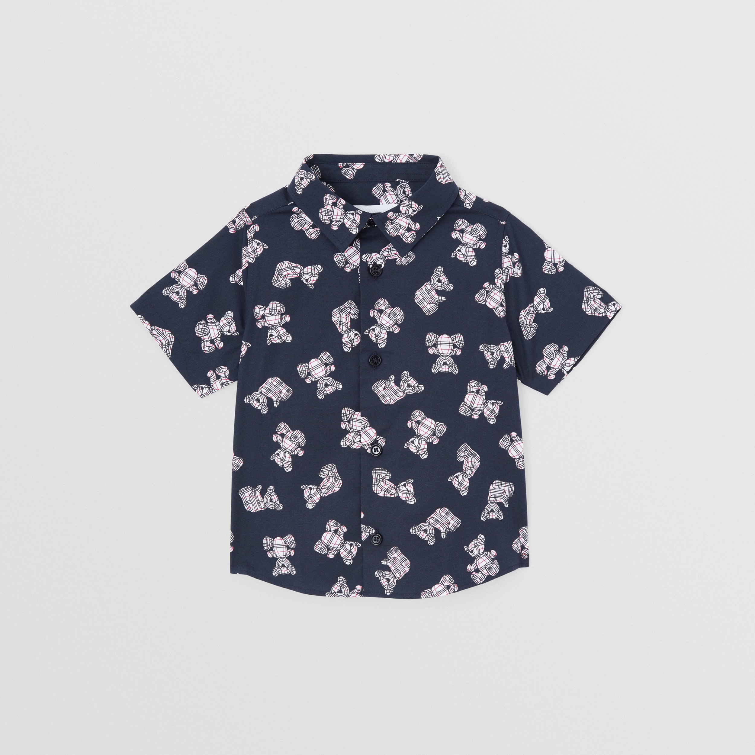 Short-sleeve Thomas Bear Print Stretch Cotton Shirt in Midnight - Children | Burberry® Official - 1