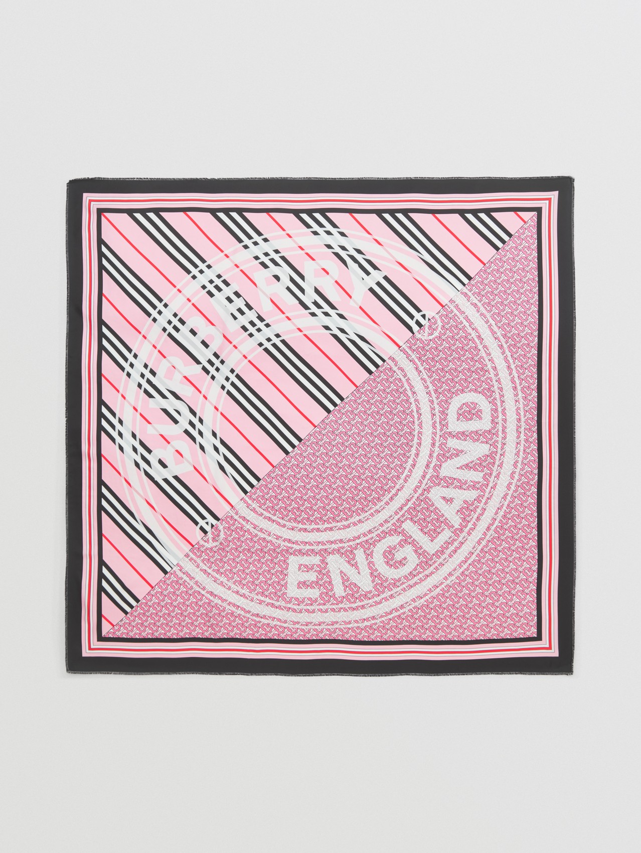 Montage Print Silk Square Scarf in Bubblegum Pink