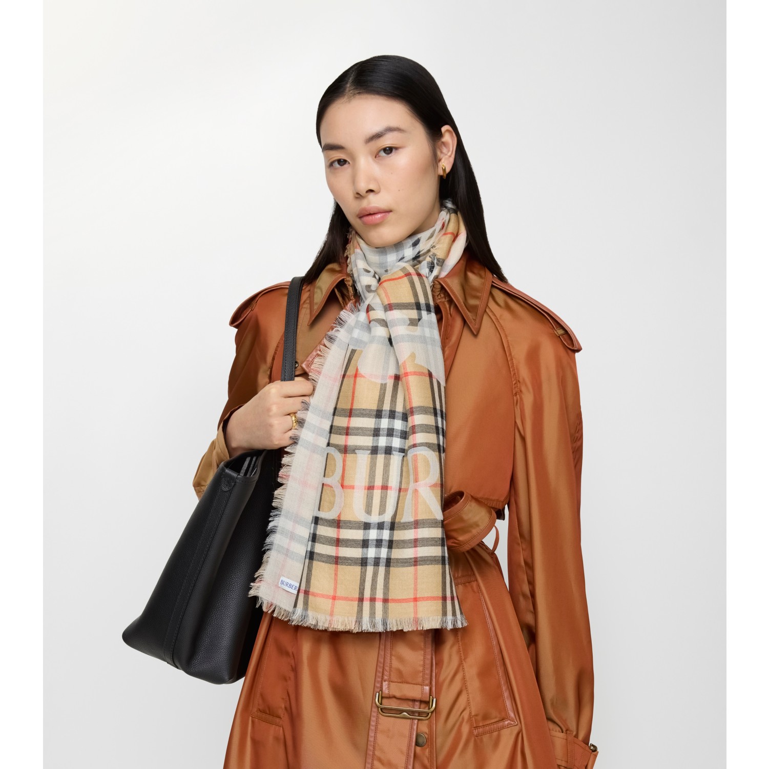 Wide EKD Check Wool Silk Scarf