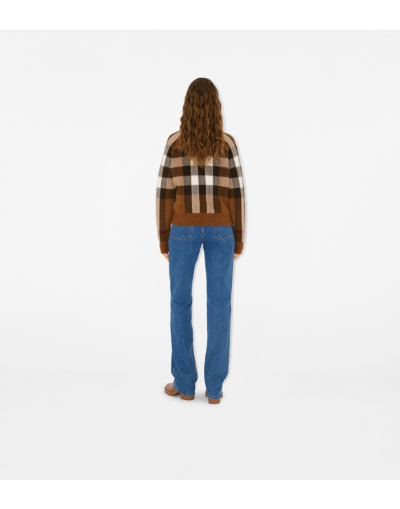 Check Wool Cashmere Bomber Jacket