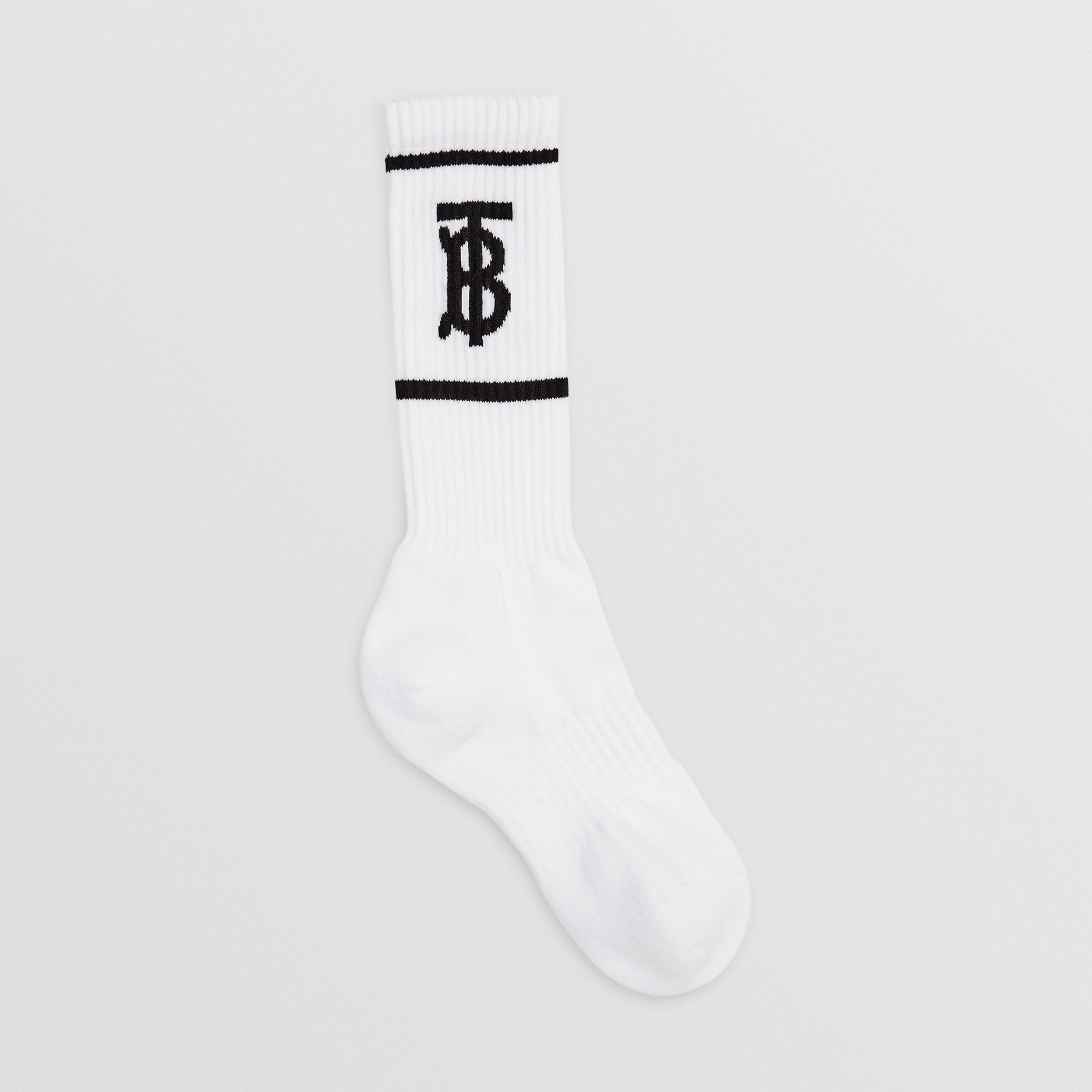Monogram Motif Intarsia Socks in White | Burberry® Official - 1