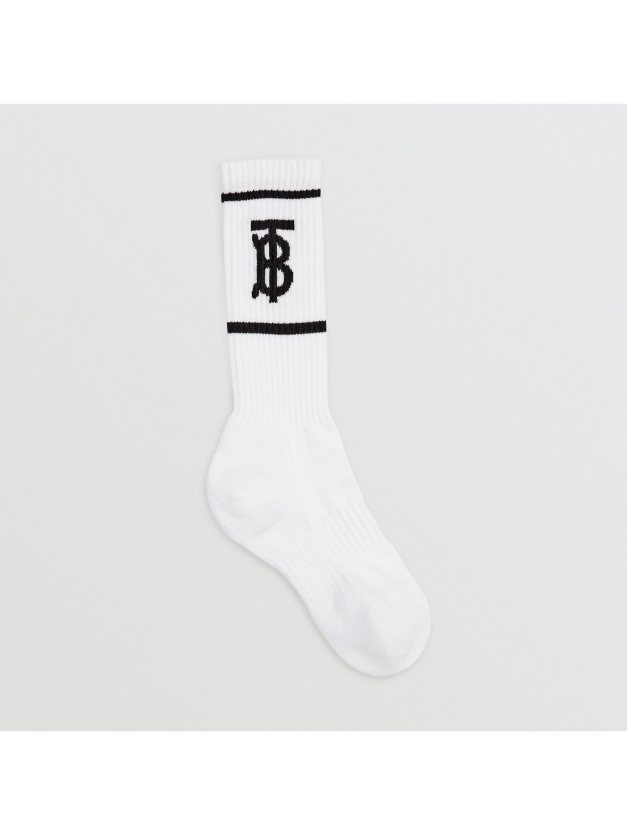 Monogram Motif Intarsia Cotton Blend Socks in White | Burberry® Official