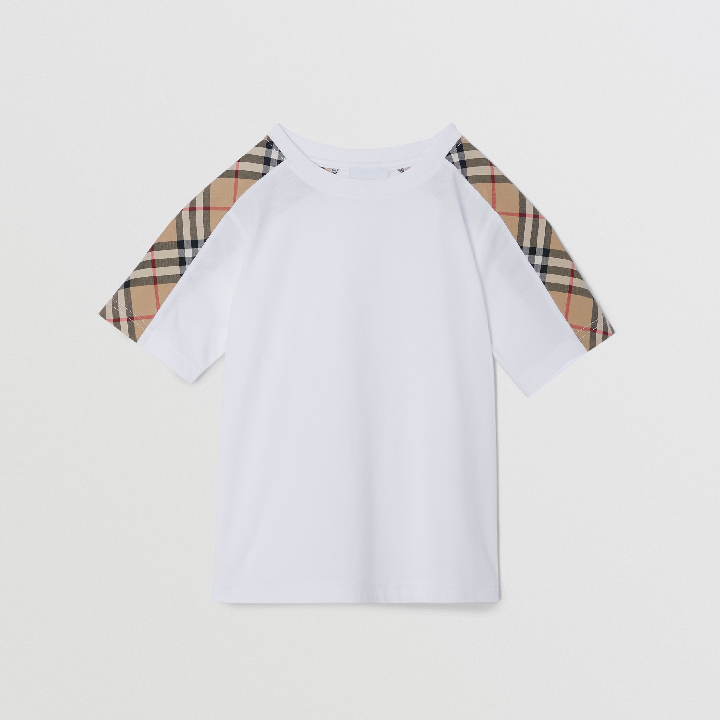 Vintage Check Panel Cotton T-shirt in White | Burberry® Official - 1