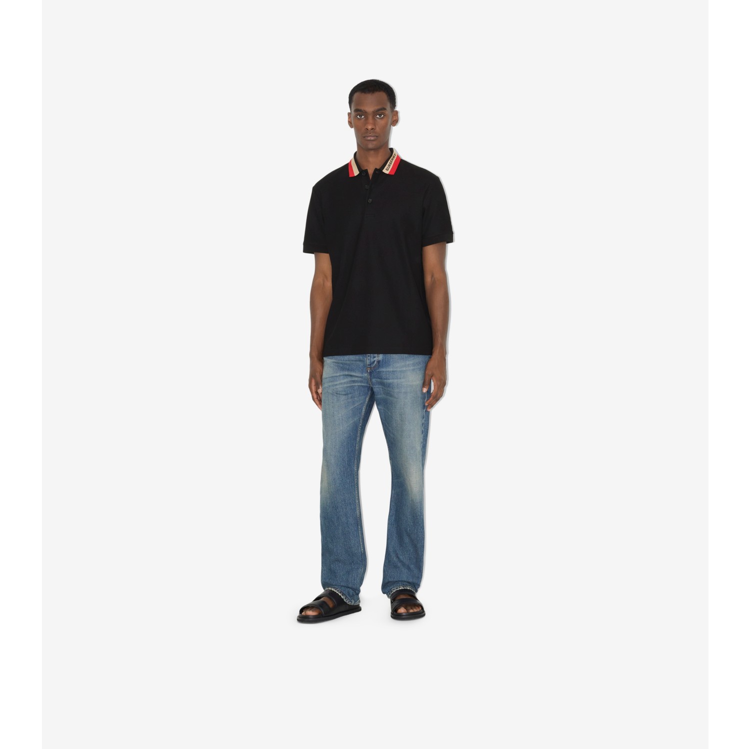 コットン ポロシャツ (ブラック) - メンズ, コットン | Burberry®公式サイト