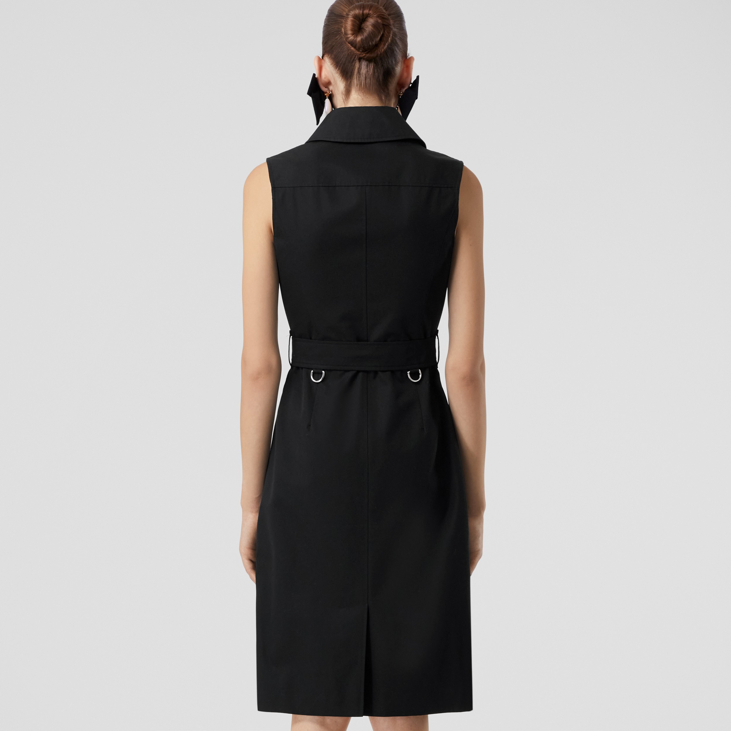 Custom Fit Sleeveless Cotton Gabardine Trench Dress in Black - Women | Burberry® Official - 3