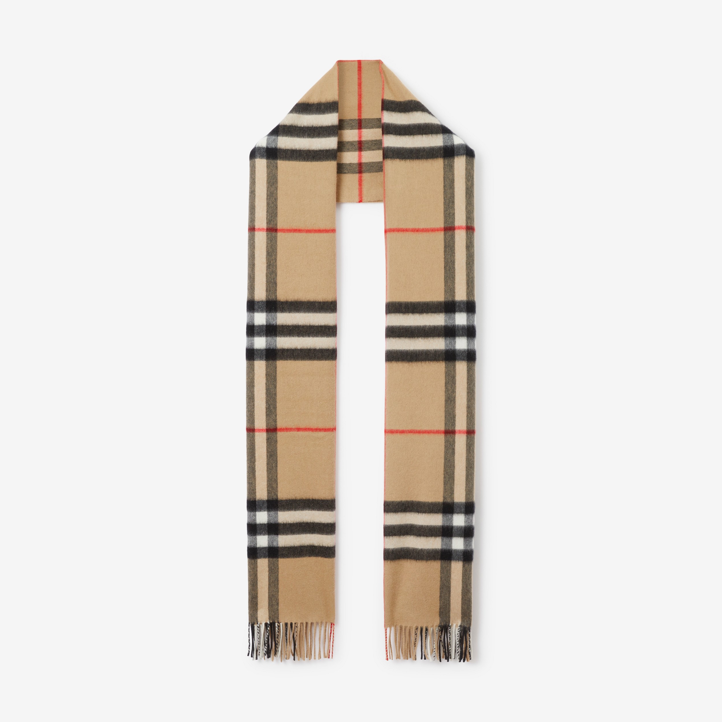 Exaggerated Check Cashmere Scarf in Archive Beige | Burberry® Official - 1