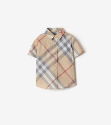 Check Cotton Shirt in Pale stone | Burberry® Official