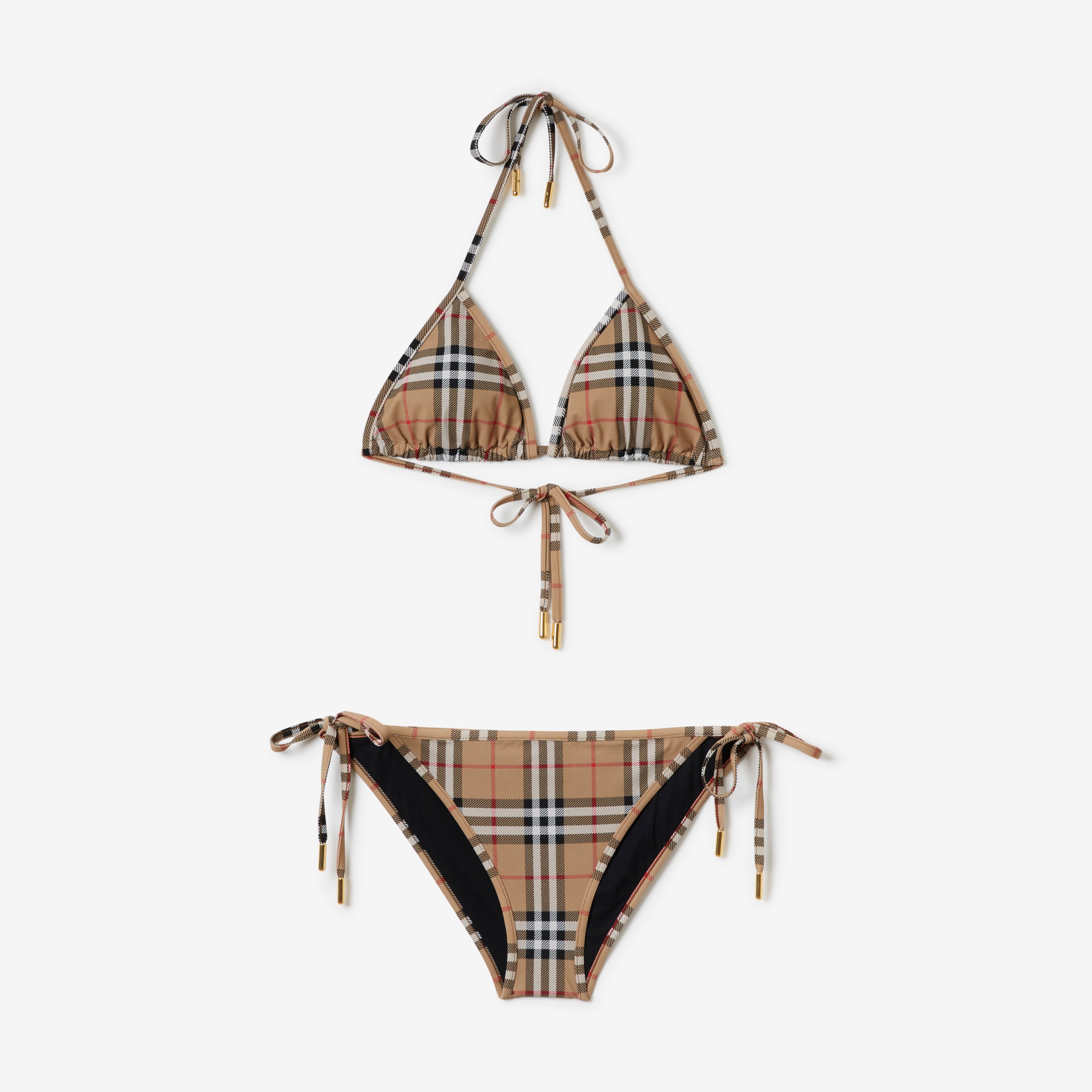 Vintage Check Stretch Nylon Triangle Bikini in Archive Beige - Women |  Burberry® Official