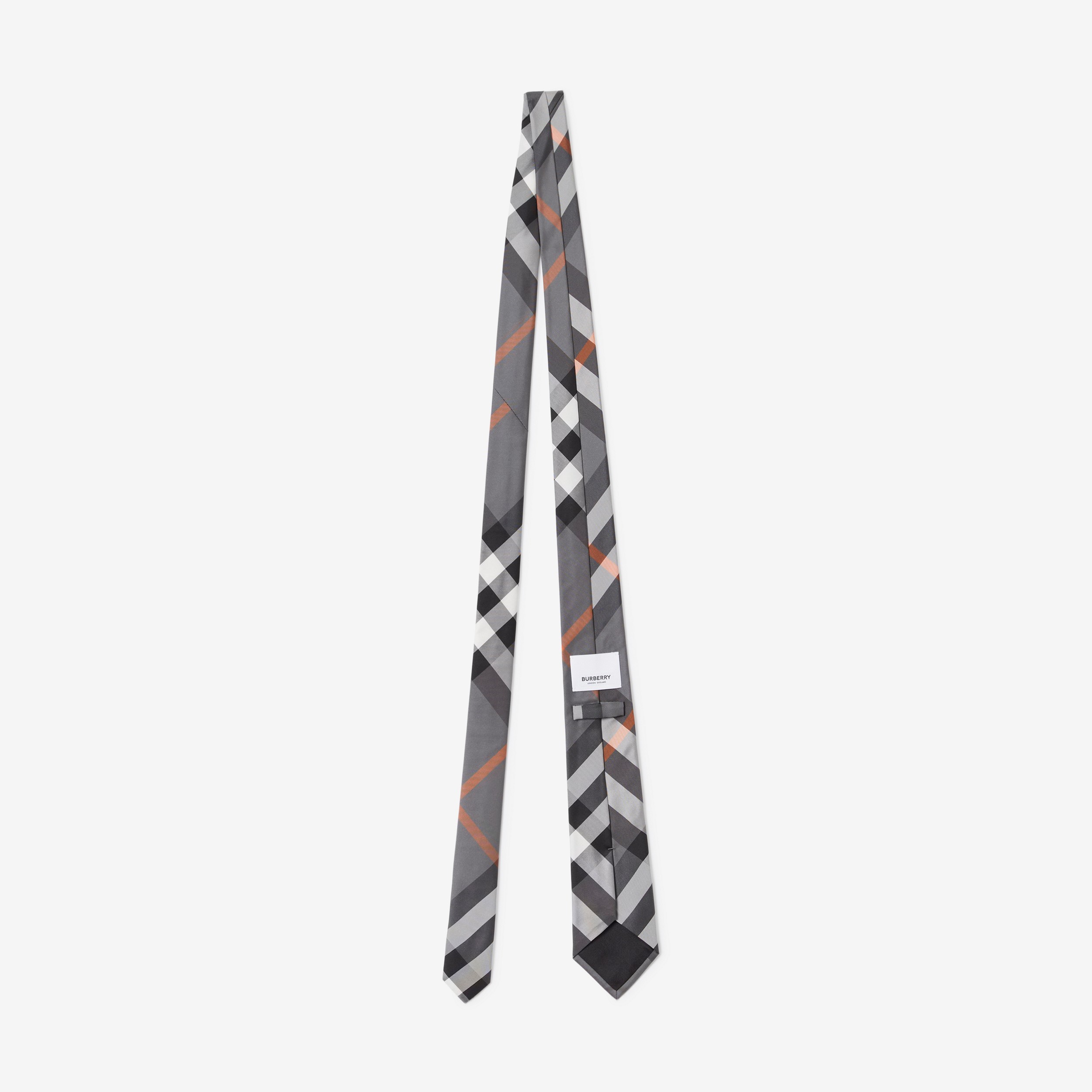 Gravata de seda com estampa xadrez grande e corte clássico (Cinza Pedra) - Homens | Burberry® oficial - 2
