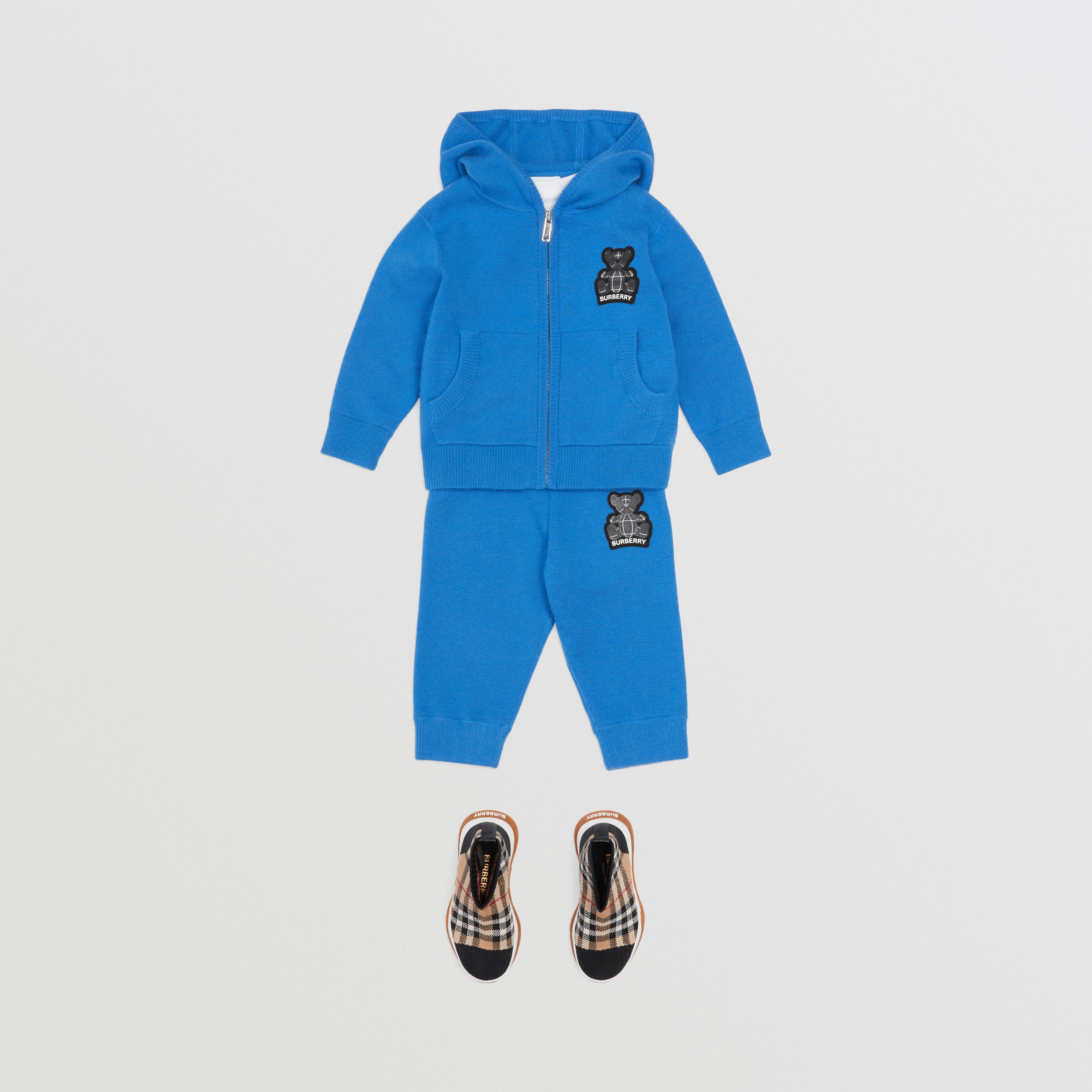 Blusa com capuz de cashmere com Thomas Bear (Azul Lona) - Crianças | Burberry® oficial - 3