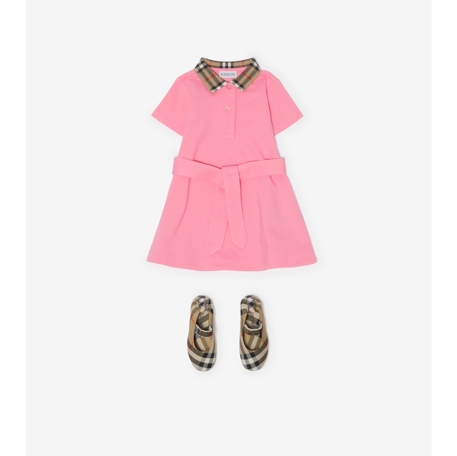 Check Collar Cotton Polo Shirt Dress