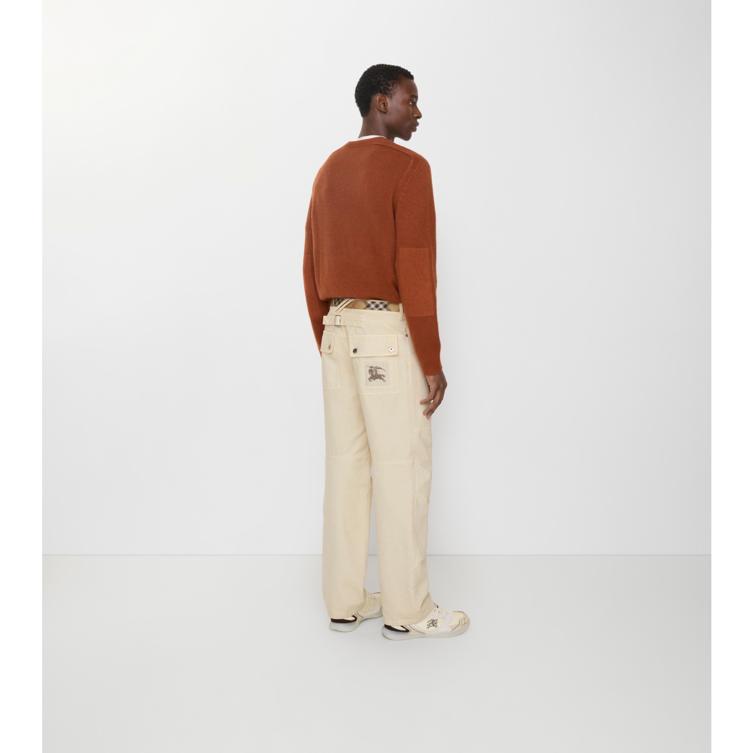 Cotton Canvas Workwear Trousers in Tundra white - Men | Burberry® Official