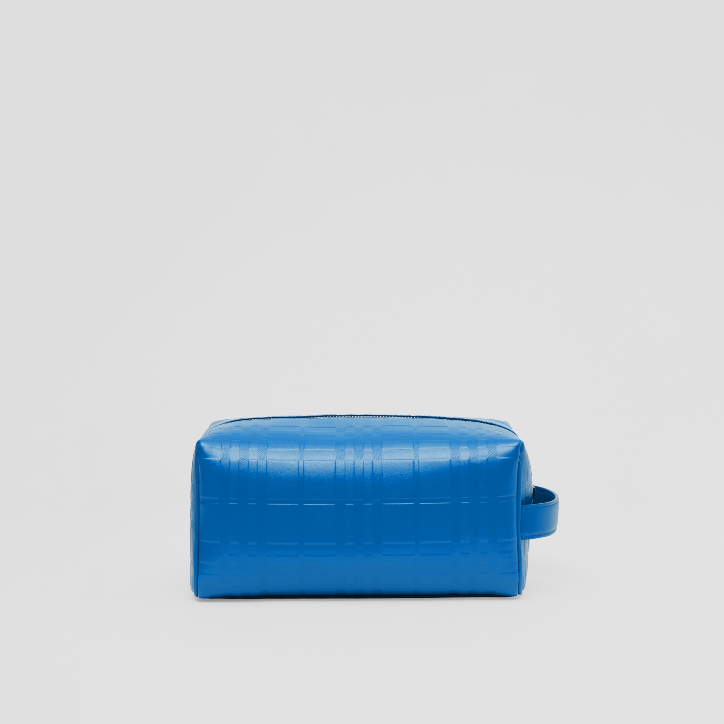 Embossed Check Leather Travel Pouch in Bright Ocean Blue - Men | Burberry®  Official