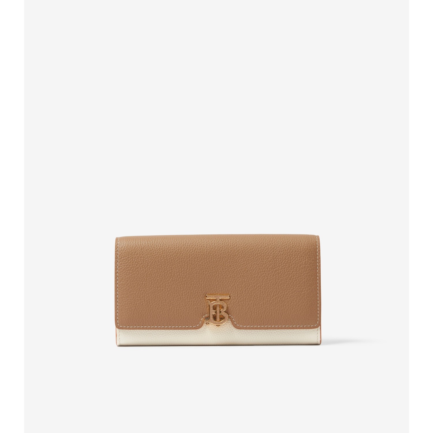 Tri tone Grainy Leather TB Continental Wallet in Camel archive beige warm tan Women Burberry Official