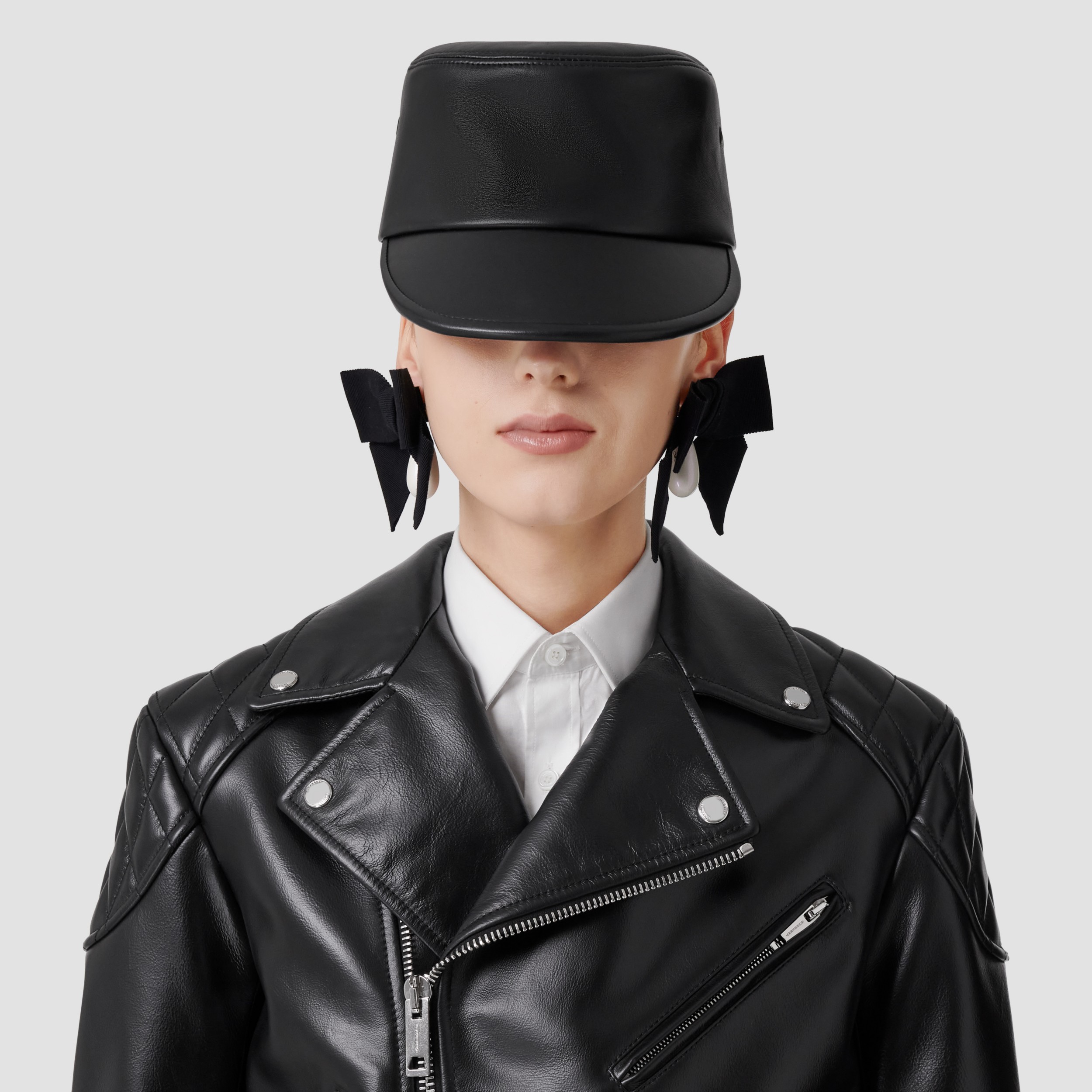 Diamond Quilted Panel Leather Biker Jacket in Black - Women | Burberry® Official - 2