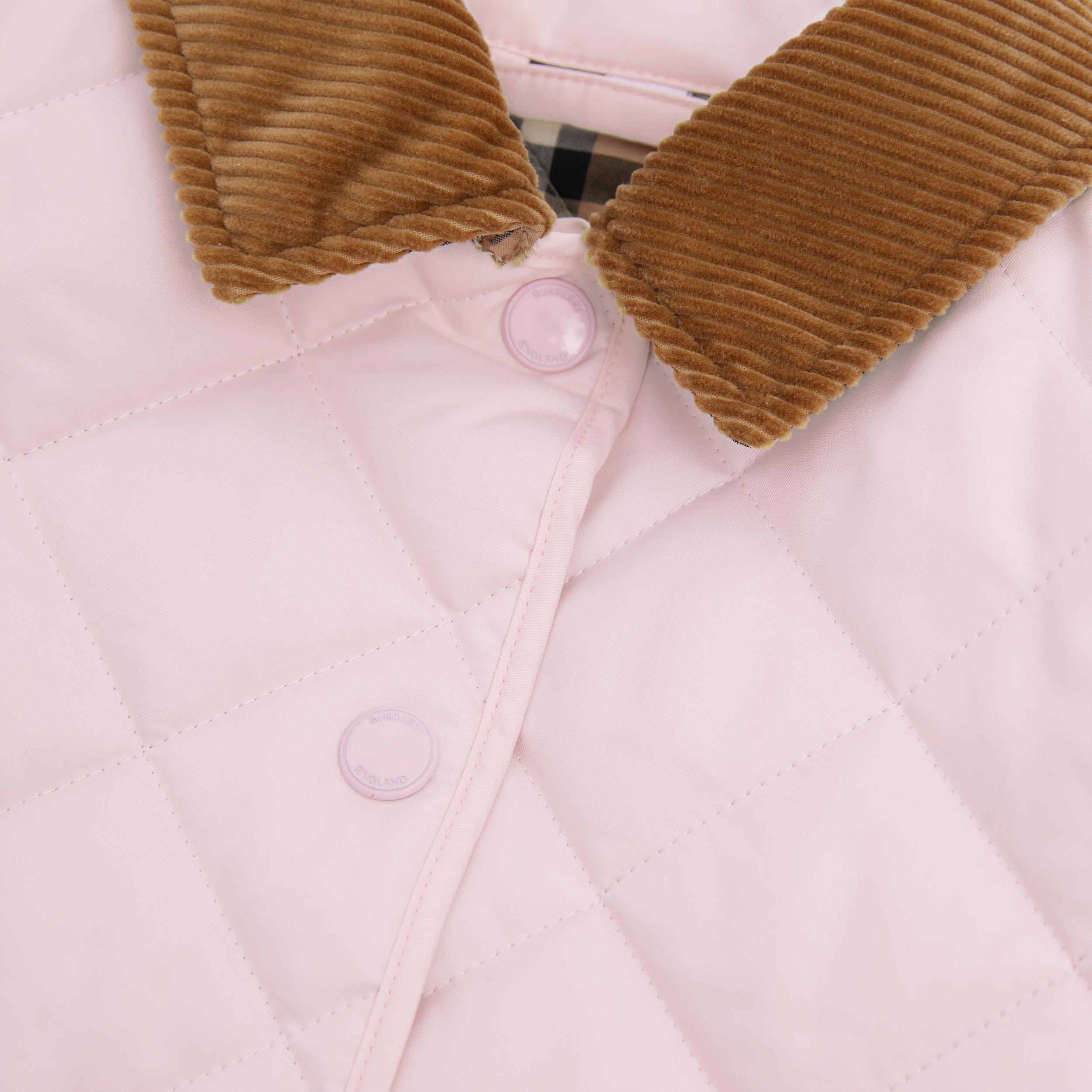 Corduroy Collar Diamond Quilted Jacket in Alabaster Pink Burberry