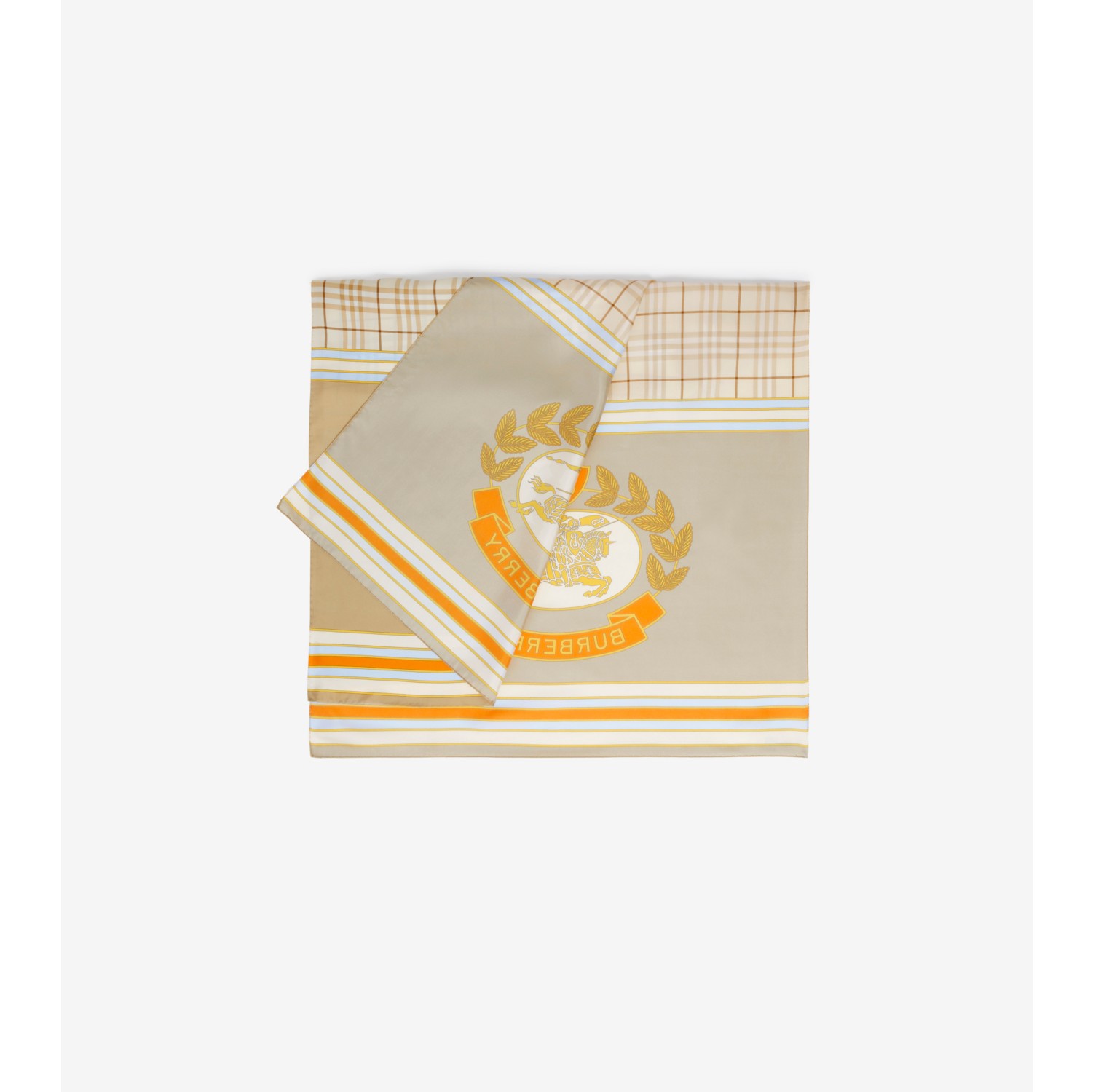 EKD Check Silk Scarf in Soft fawn/bright orange Burberry® Official