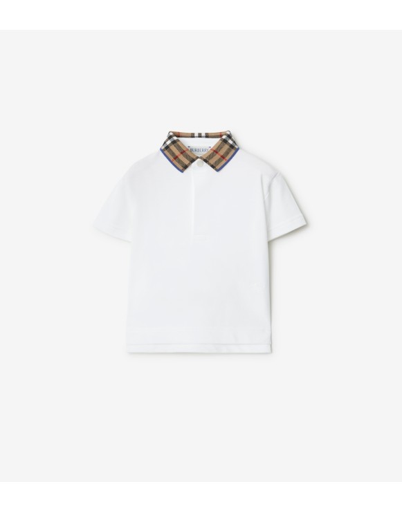 Check Collar Cotton Polo Shirt