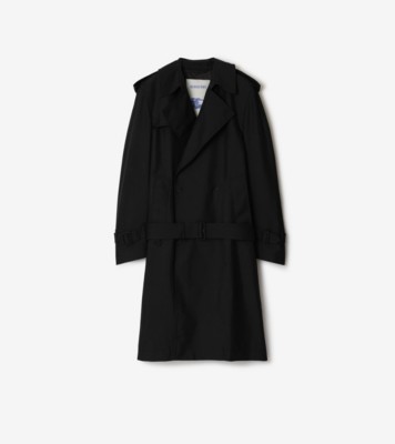 Long Silk Blend Trench Coat in Black - Women, Nylon | Burberry® Official