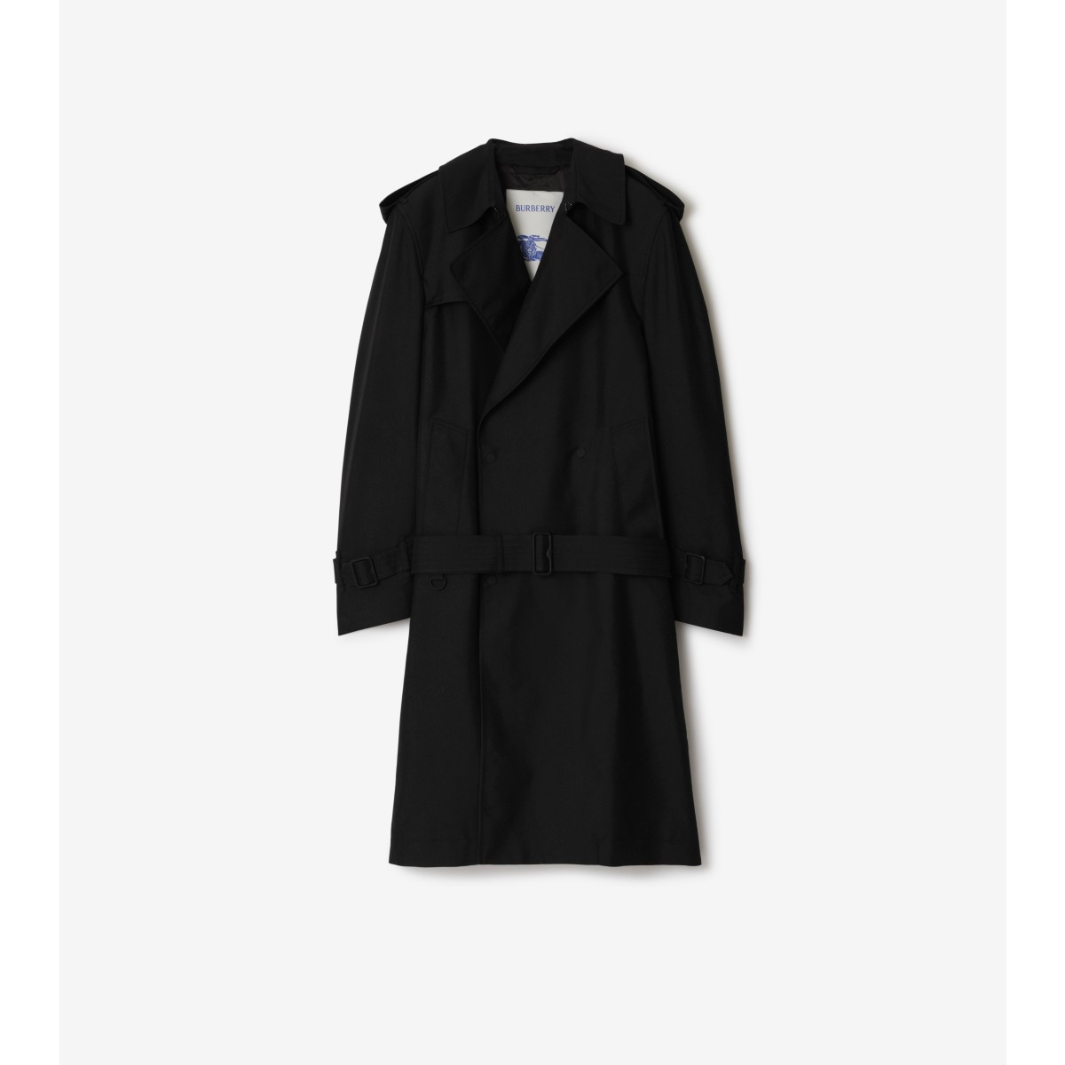 Shop Burberry Long Silk Blend Trench Coat In Black