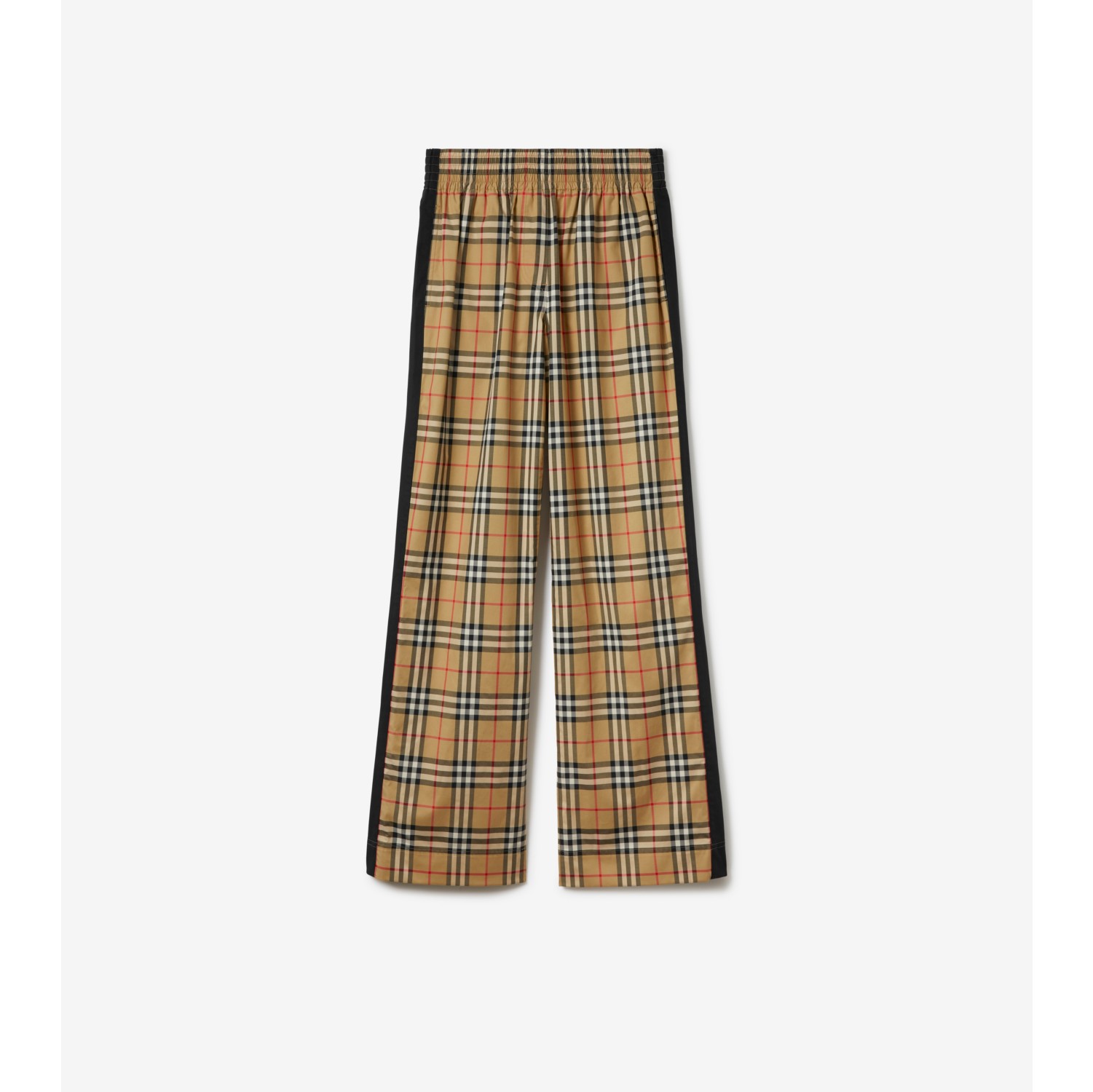 Side Stripe Vintage Check Stretch Cotton Trousers in Archive beige - Women  | Burberry® Official