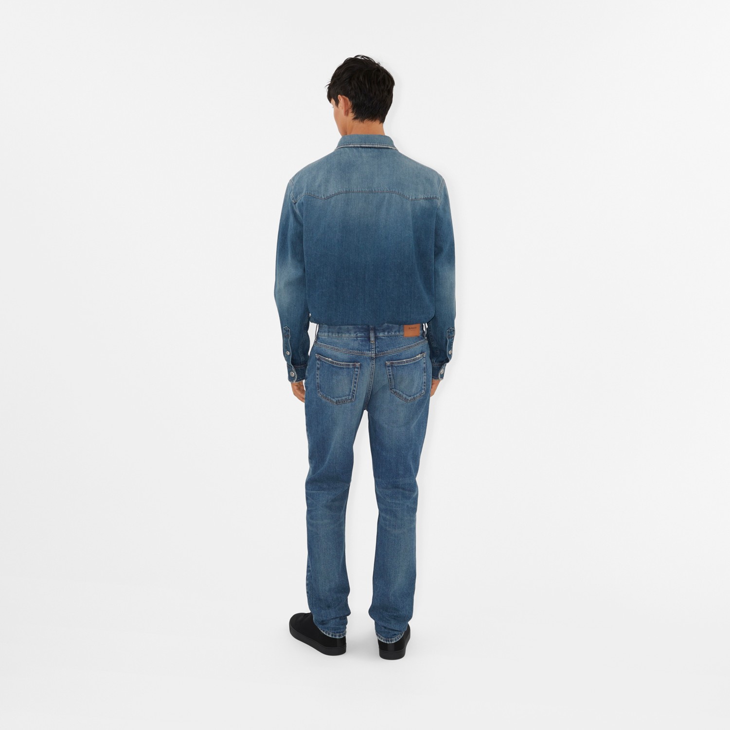Camisa em brim japonês (Jeans Lavagem Vintage) - Homens | Burberry® oficial