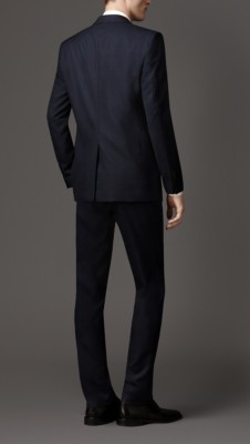 Modern Fit Check Wool Part-canvas Suit Navy | Burberry