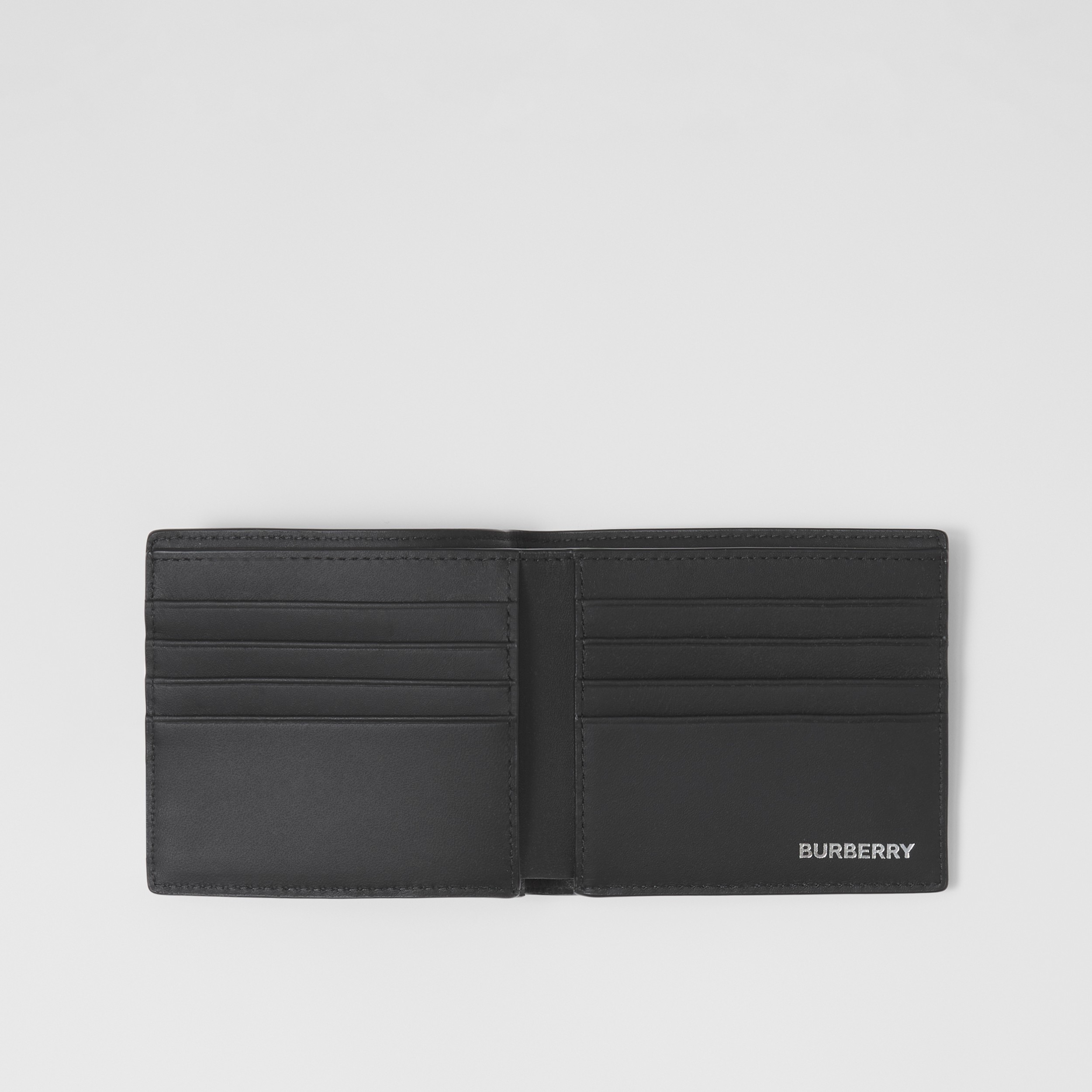 London Check and Leather International Bifold Wallet in Dark Charcoal - Men | Burberry® Official - 2