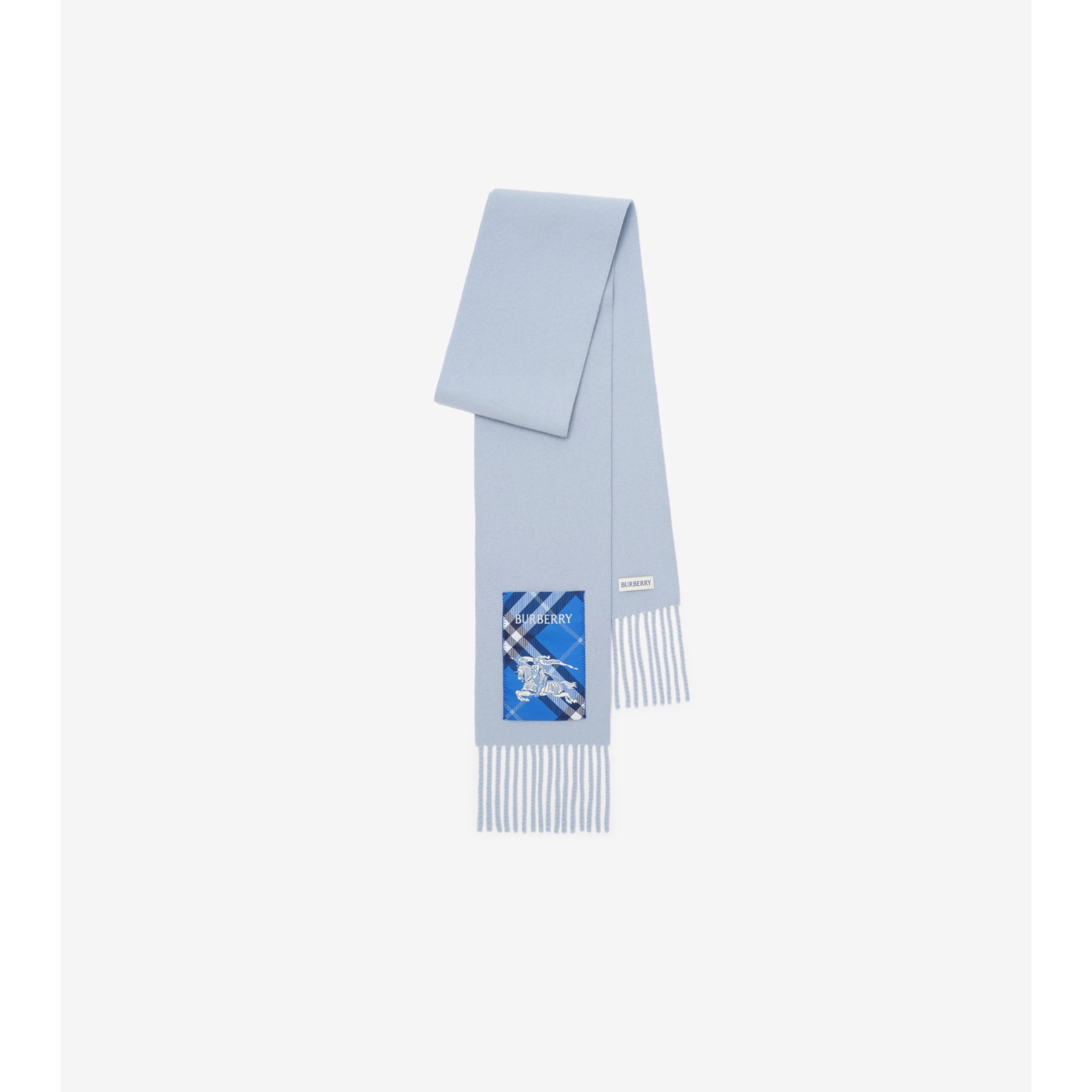 Narrow Check Label Cashmere Scarf
