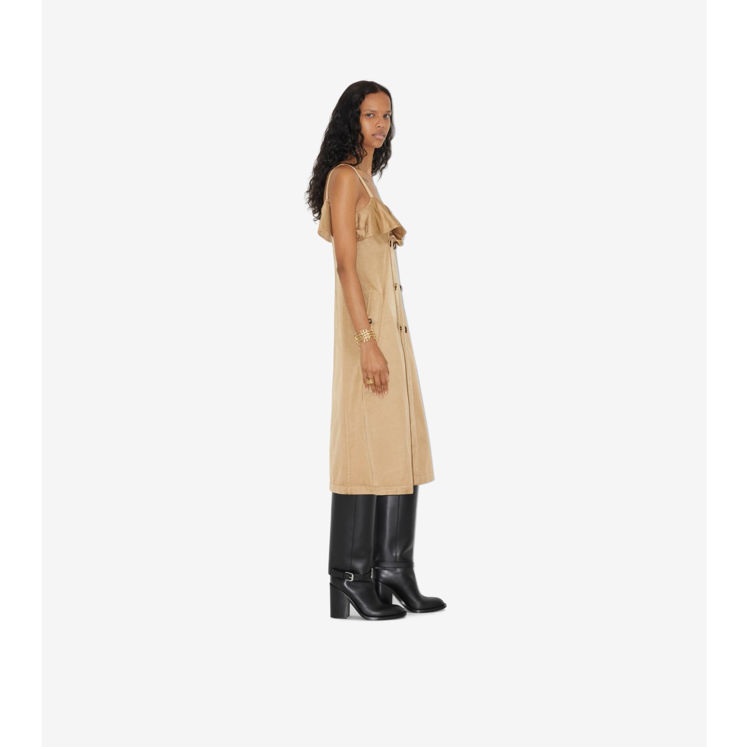 Robe trench en viscose et coton mélangés (Fauve Doux) - Femme | Site officiel Burberry®